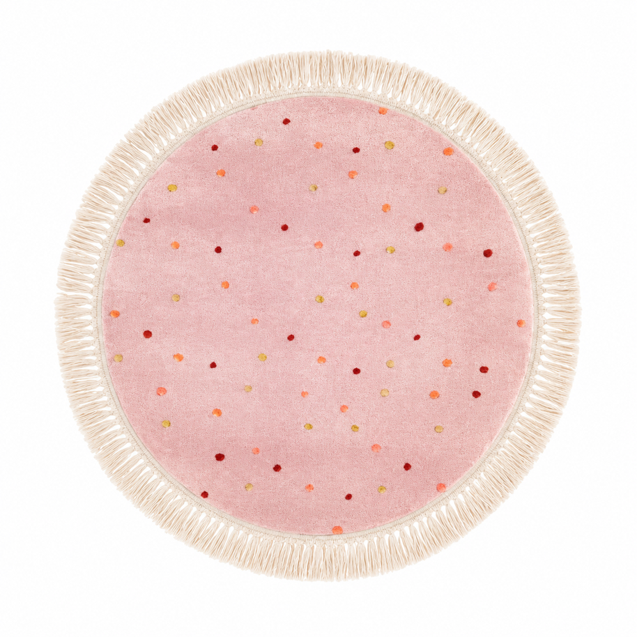 Tapete Infantil Circular - Bolinhas Fundo Rosa