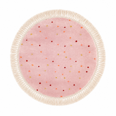 Tapete Infantil Circular - Bolinhas Fundo Rosa