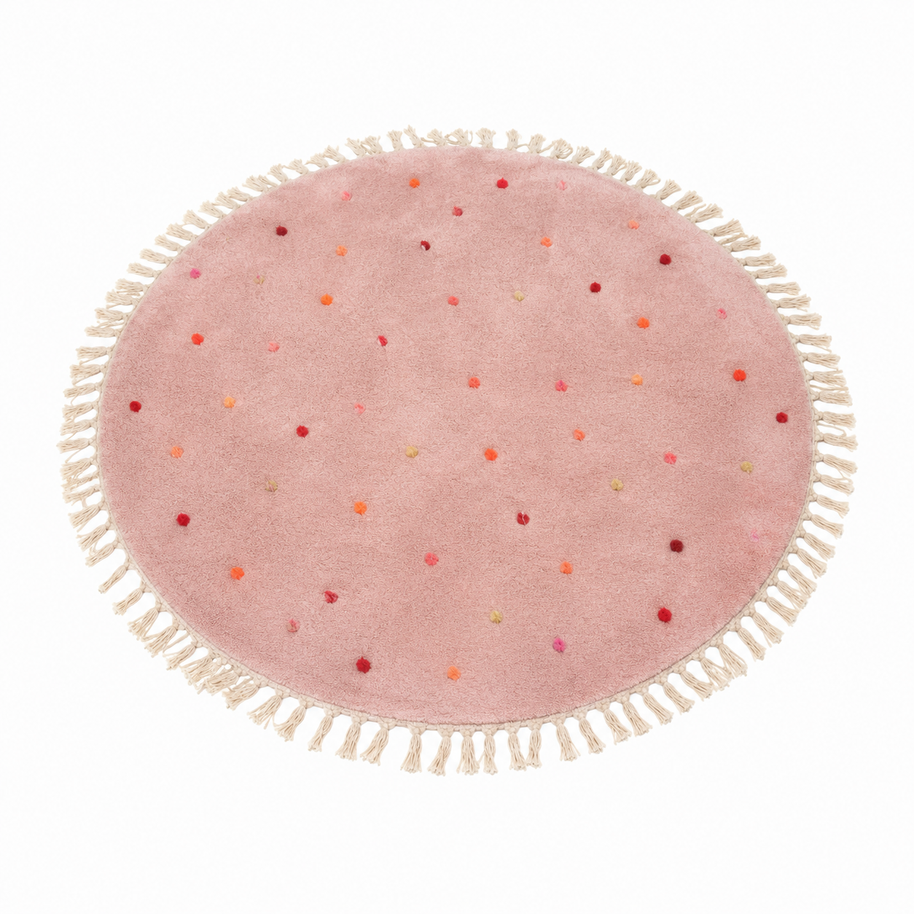 Tapete Infantil Circular - Bolinhas Fundo Rosa