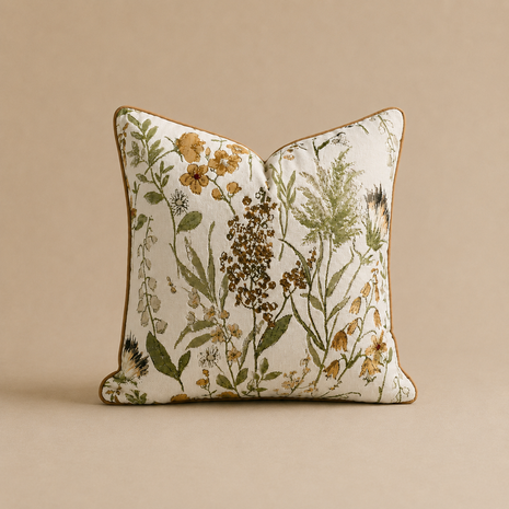 Capa de Almofada Floral Jacquard Chenille 45x45cm