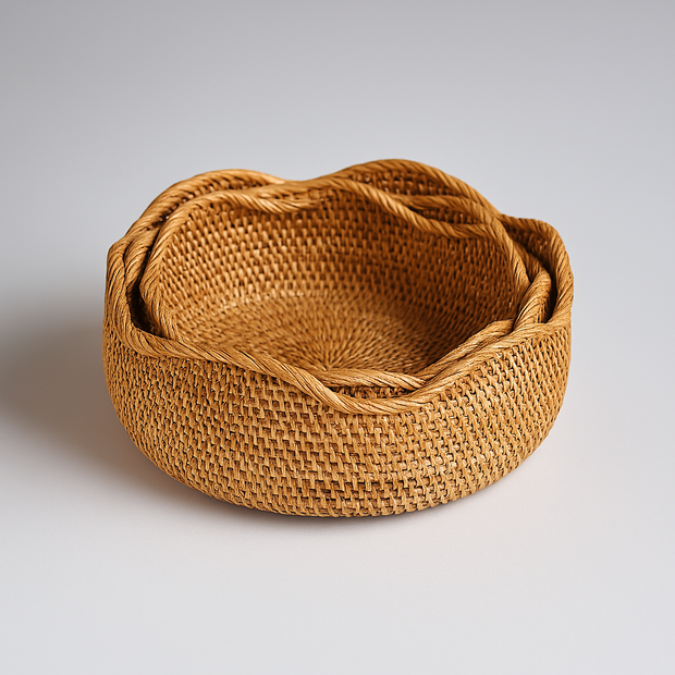 Cesto de rattan trançado - Mykonos