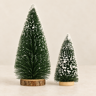 Mini Árvore de Natal Artificial Cedro com Base de Madeira Neve