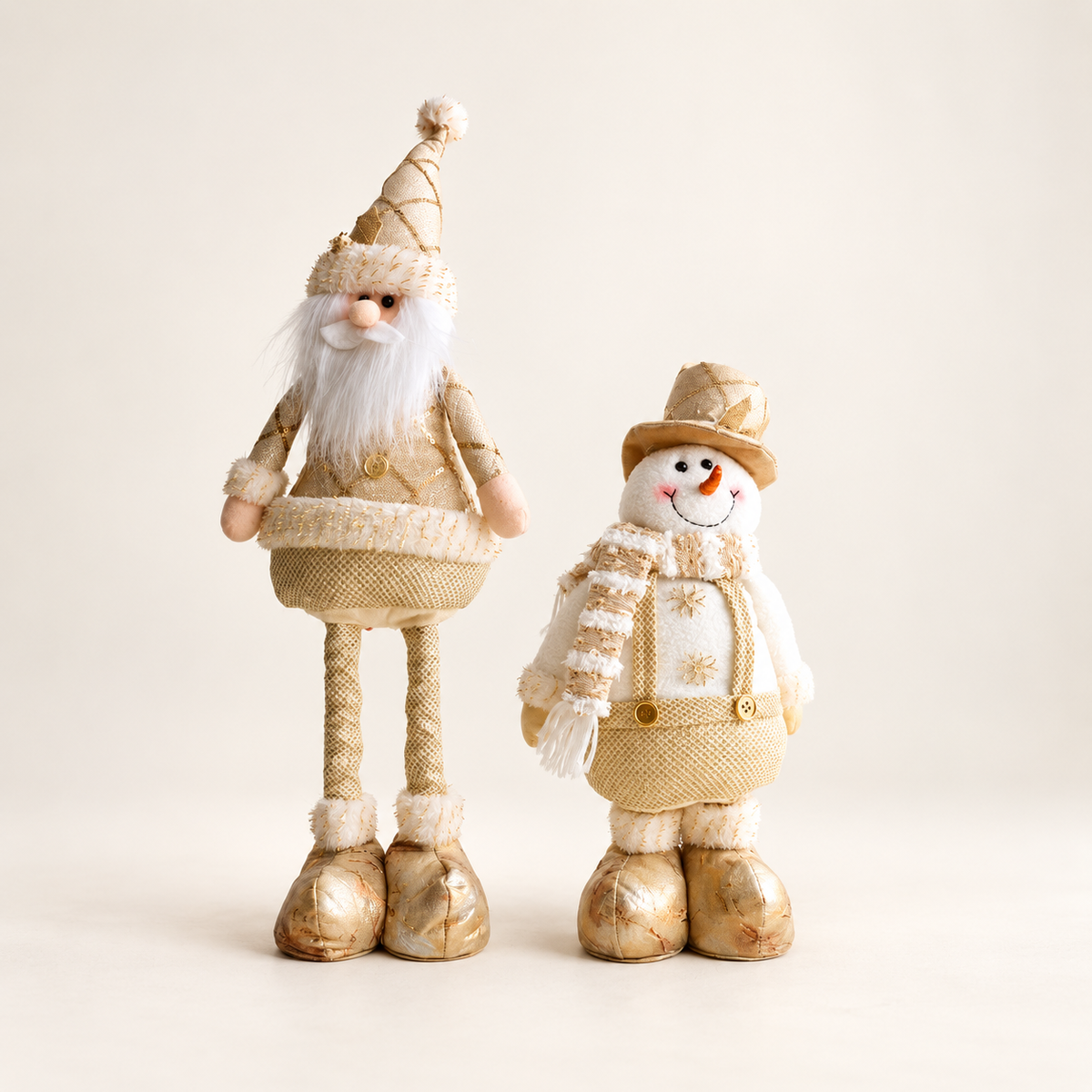 Boneco Retrátil Natalino Dourado Decorativo