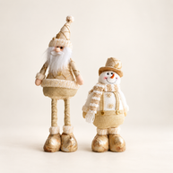 Boneco Retrátil Natalino Dourado Decorativo