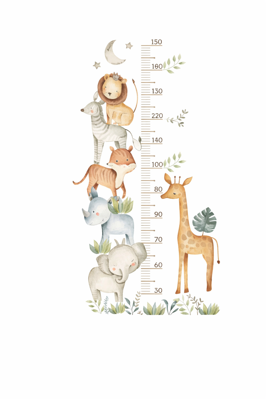 Adesivo Régua de Crescimento Infantil com Animais