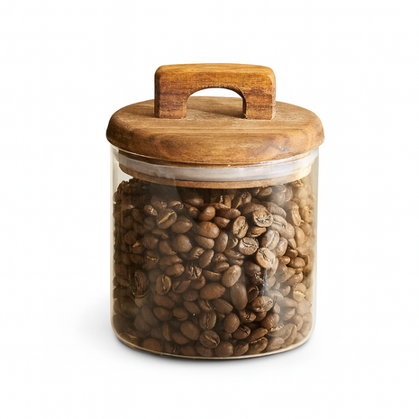 Pote de Armazenamento - Vidro e Madeira 650/1100/1800ml