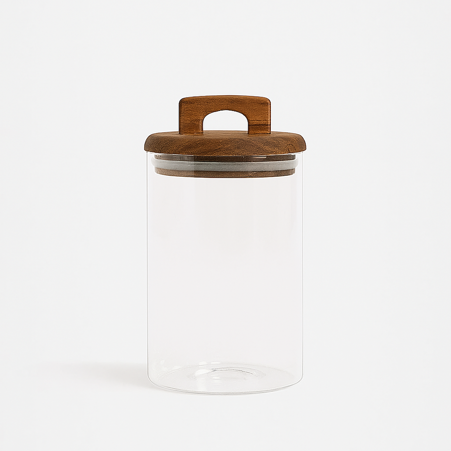 Pote de Armazenamento - Vidro e Madeira 650/1100/1800ml