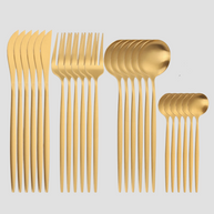 Conjunto de Talheres de Aço luxo Inoxidável 24pcs - GOLD - Minimalist House LTDA