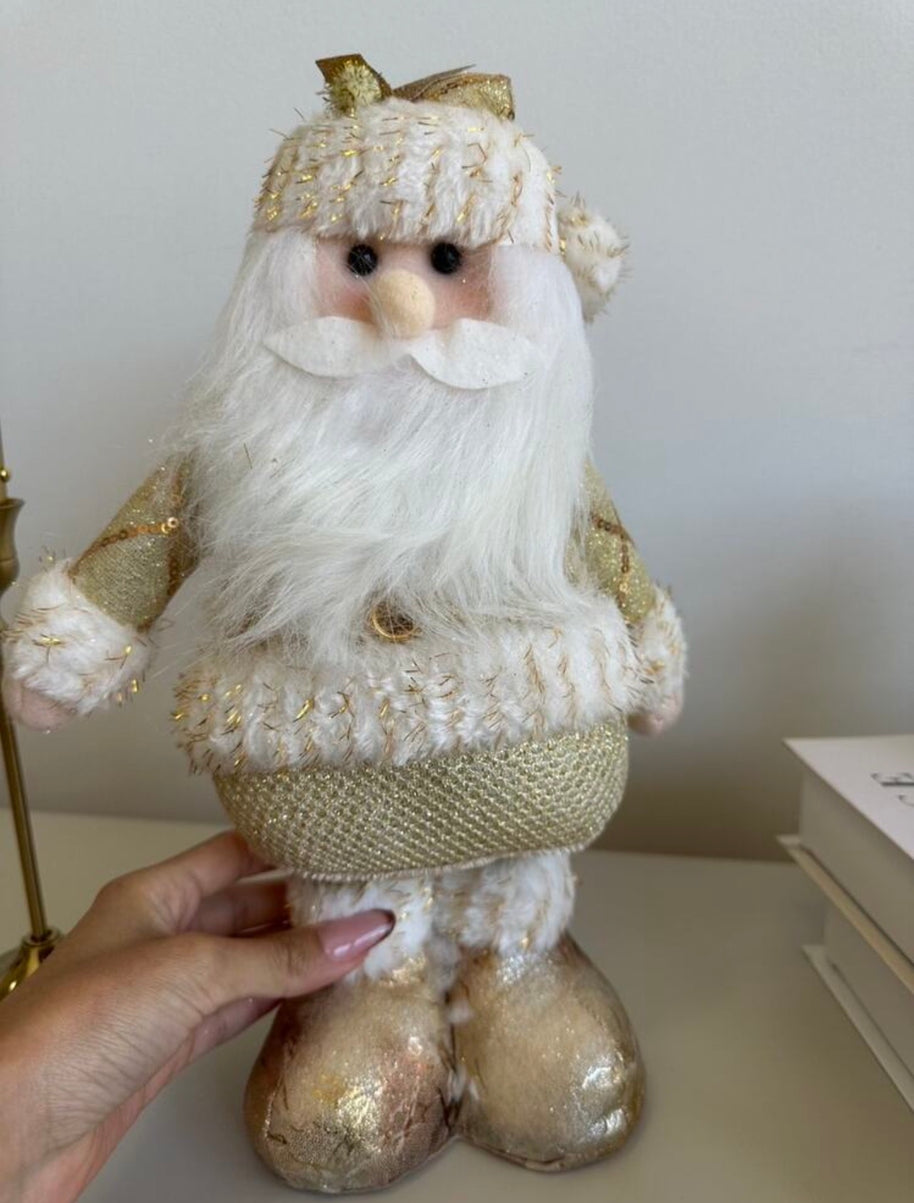 Boneco Retrátil Natalino Dourado Decorativo