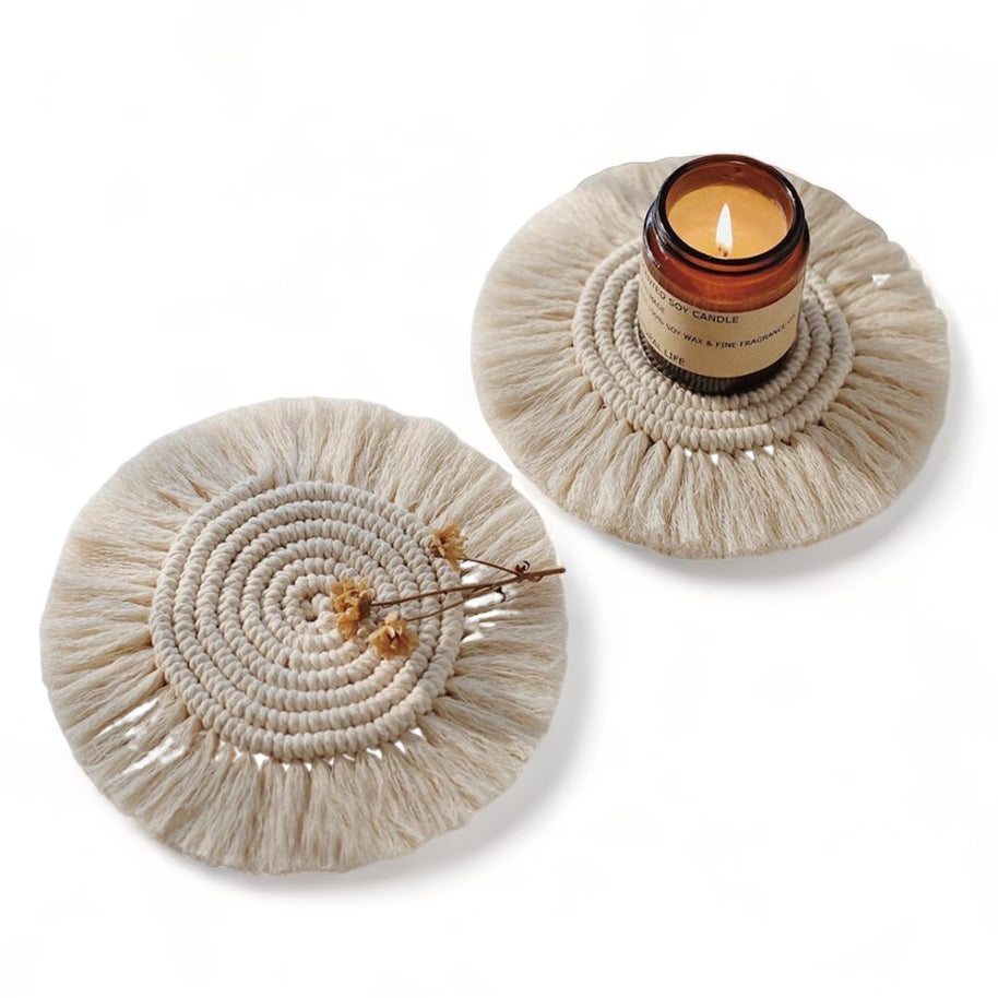 Coaster artesanal macramê - ROUND - Minimalist House LTDA