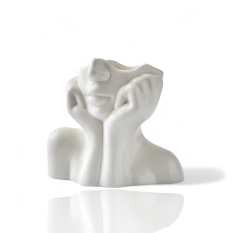 Vaso de cerâmica criativo, rosto, pescoço, mulher - Flores - Minimalist House LTDA