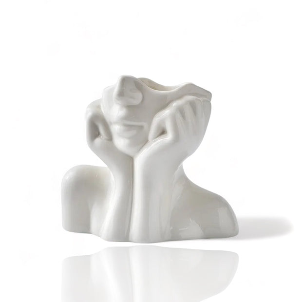 Vaso de cerâmica criativo, rosto, pescoço, mulher - Flores - Minimalist House LTDA