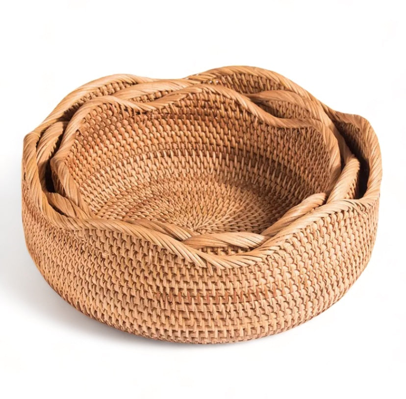 Cesto de rattan trançado - Mykonos - Minimalist House LTDA