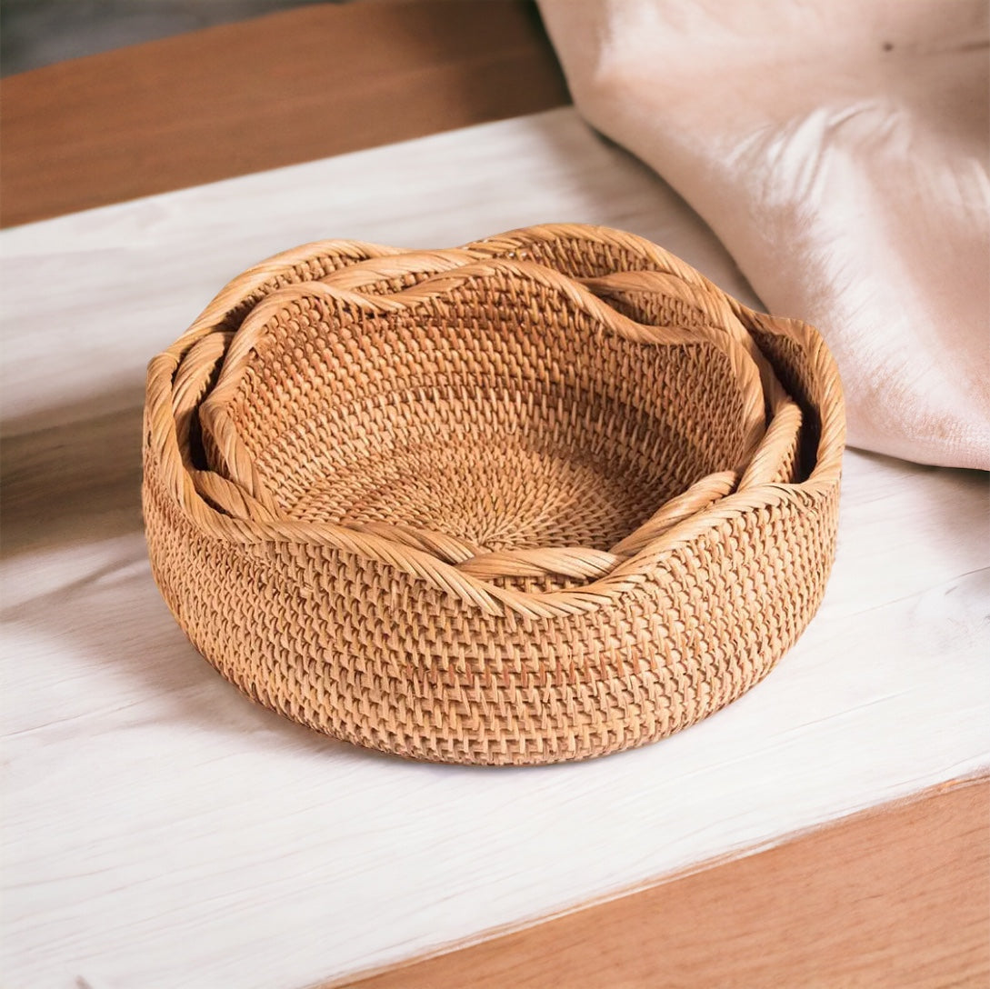 Cesto de rattan trançado - Mykonos - Minimalist House LTDA