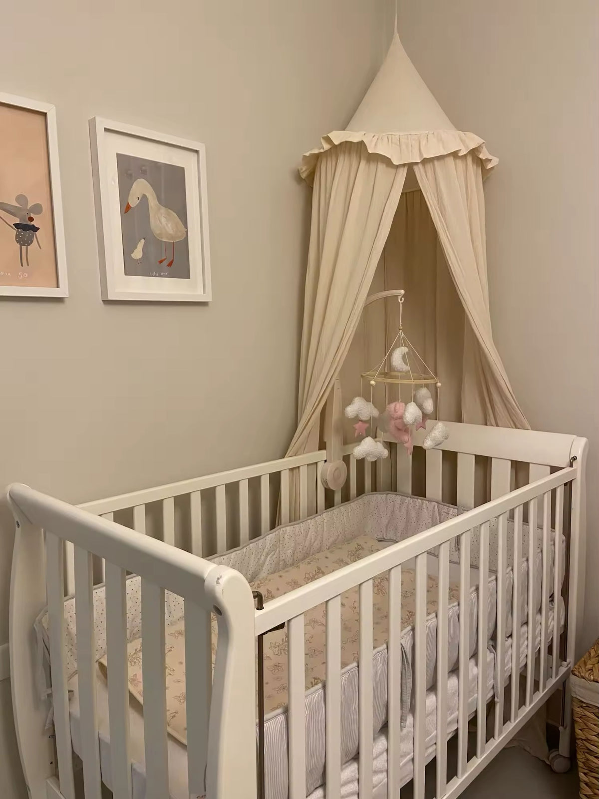 Móbile Berço Baby - Ursinho ou Coelhinho em Algodão e Madeira