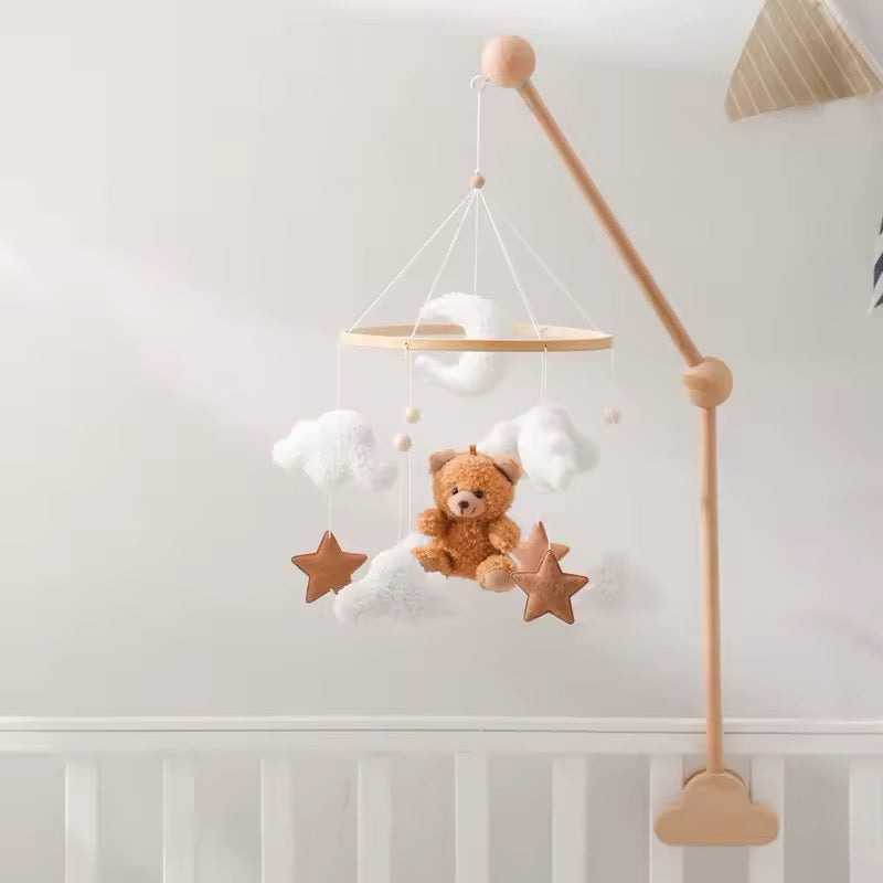 Móbile Berço Baby - Ursinho ou Coelhinho em Algodão e Madeira