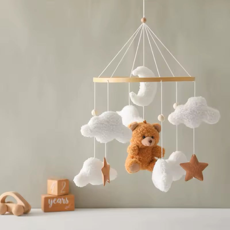 Móbile Berço Baby - Ursinho ou Coelhinho em Algodão e Madeira