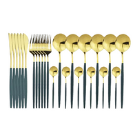 Conjunto de talheres Preto e Dourado 24 pcs - BLACK GOLD - Minimalist House LTDA