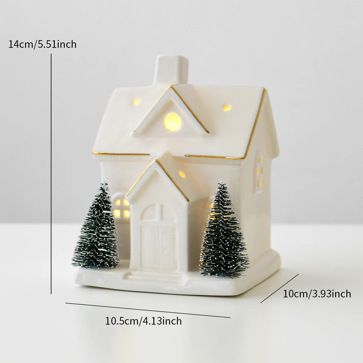 Casinhas Decorativas de Cerâmica com Luz LED - Natal