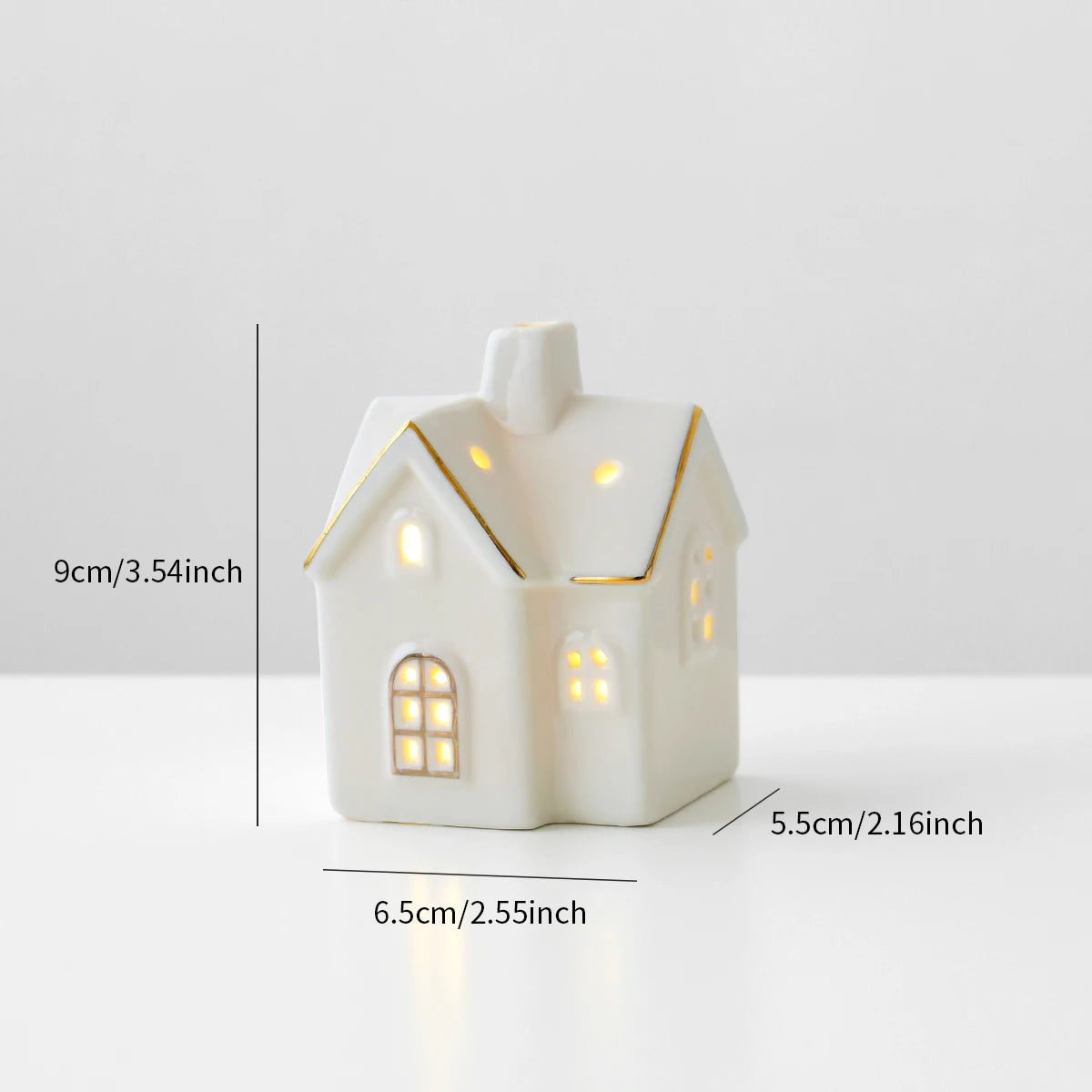 Casinhas Decorativas de Cerâmica com Luz LED - Natal
