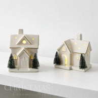 Casinhas Decorativas de Cerâmica com Luz LED - Natal
