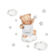 Adesivo de Parede Infantil Ursinho, Girafa, Elefante e Estrelas