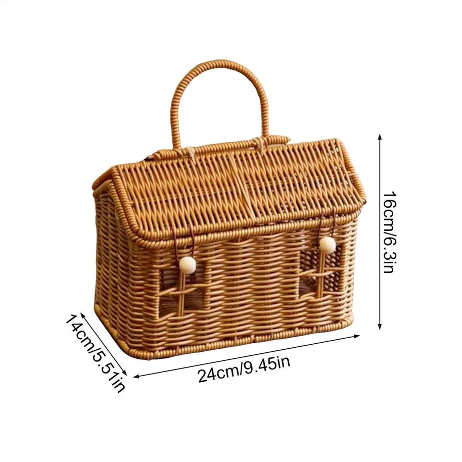Cesto Decorativo Casinha Rattan SIntetico