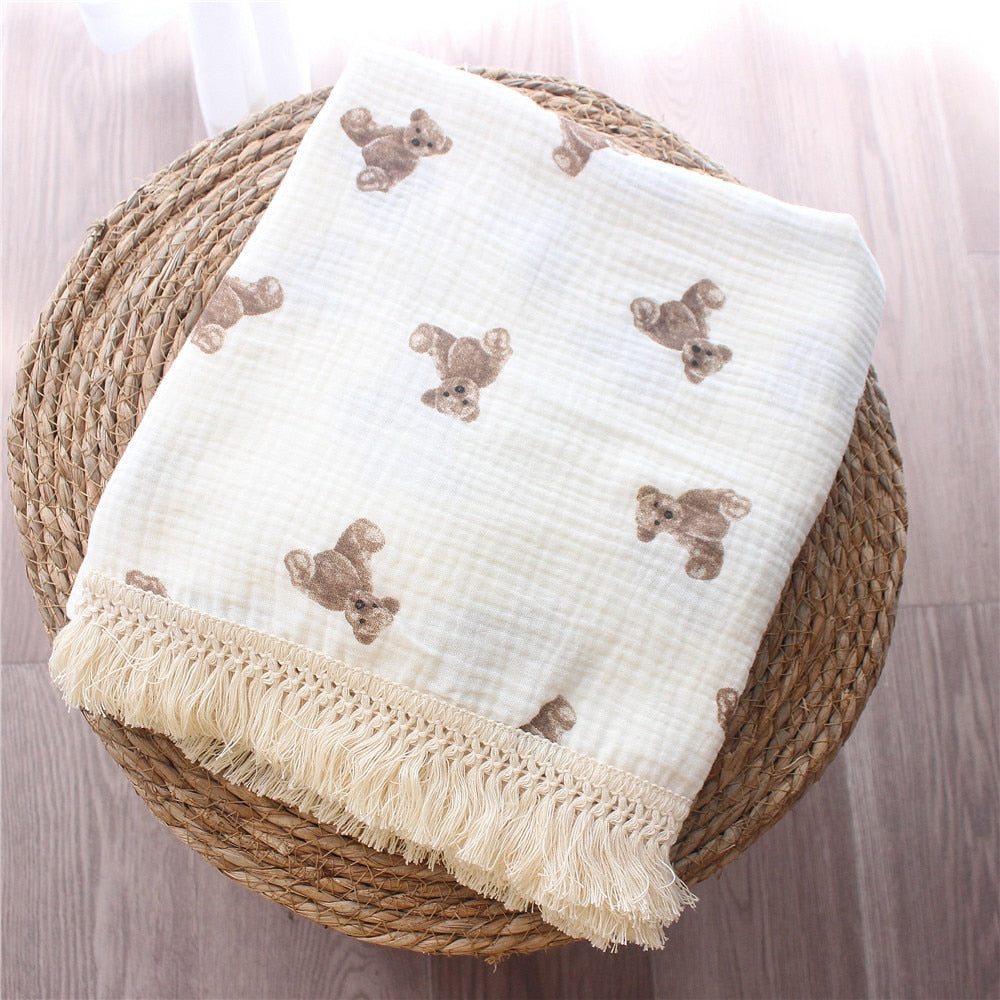 Cobertor de musselina para bebê recém-nascido - Urso - Minimalist House LTDA
