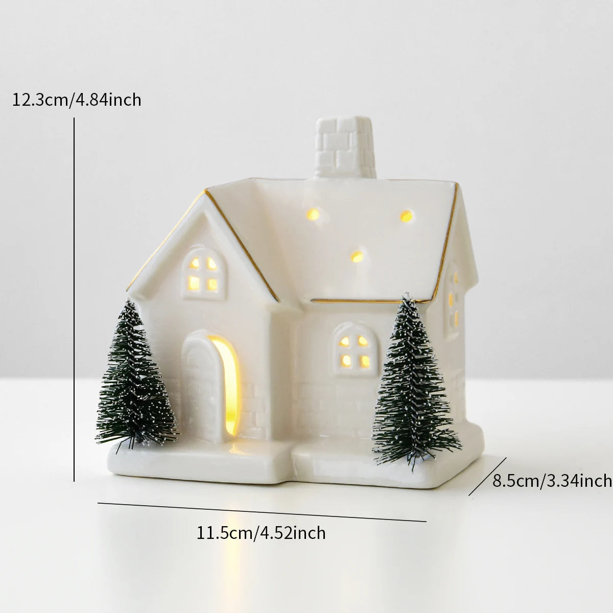 Casinhas Decorativas de Cerâmica com Luz LED - Natal