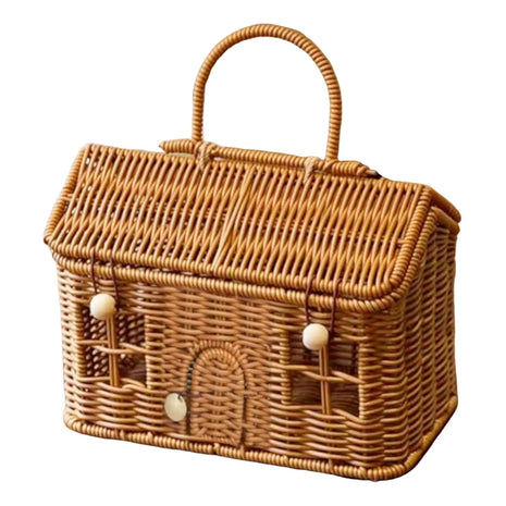 Cesto Decorativo Casinha Rattan SIntetico