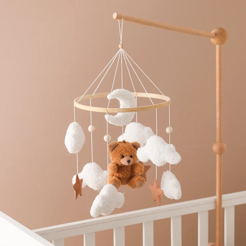 Móbile Berço Baby - Ursinho ou Coelhinho em Algodão e Madeira