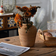 Vaso decorativo trançado em rattan - Flower - Minimalist House LTDA