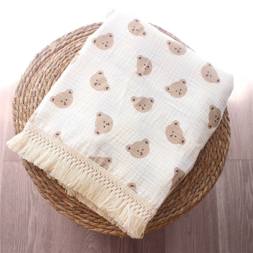 Cobertor de musselina para bebê recém-nascido - Urso - Minimalist House LTDA