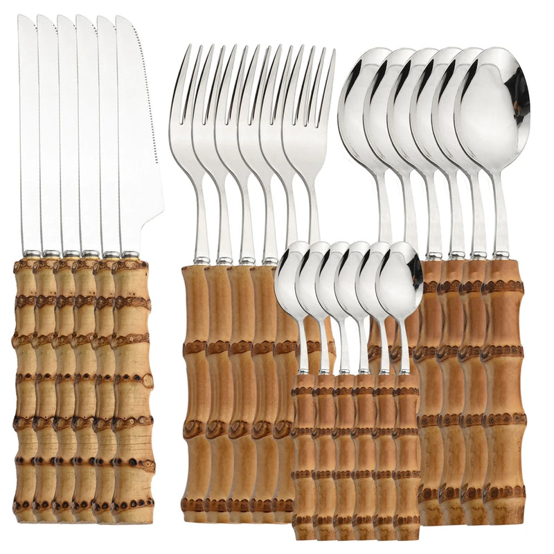 Faqueiro Inox Bambu 24 pcs - Minimalist House LTDA