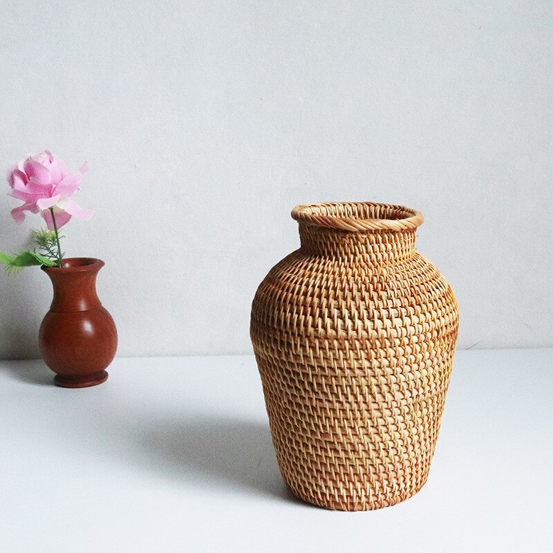 Vaso decorativo trançado em rattan - Flower - Minimalist House LTDA
