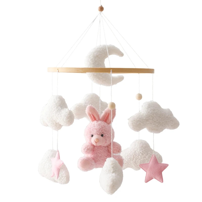 Móbile Berço Baby - Ursinho ou Coelhinho em Algodão e Madeira