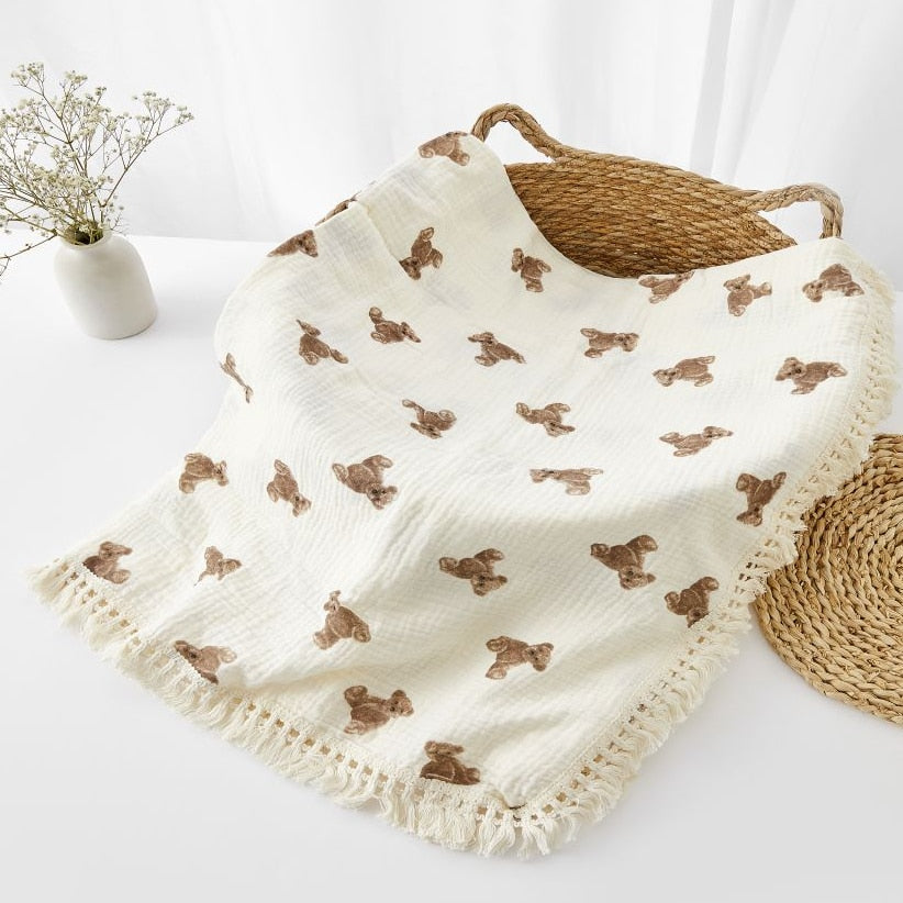 Cobertor de musselina para bebê recém-nascido - Urso - Minimalist House LTDA