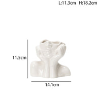 Vaso de cerâmica criativo, rosto, pescoço, mulher - Flores - Minimalist House LTDA
