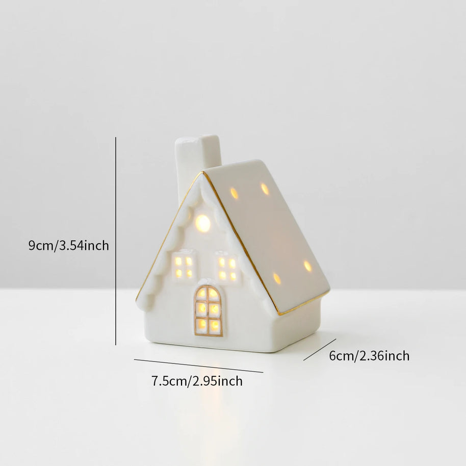 Casinhas Decorativas de Cerâmica com Luz LED - Natal