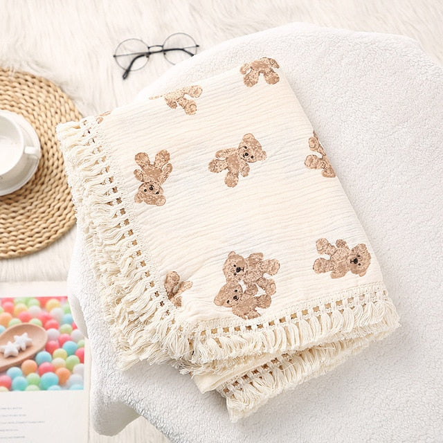 Cobertor de musselina para bebê recém-nascido - Urso - Minimalist House LTDA