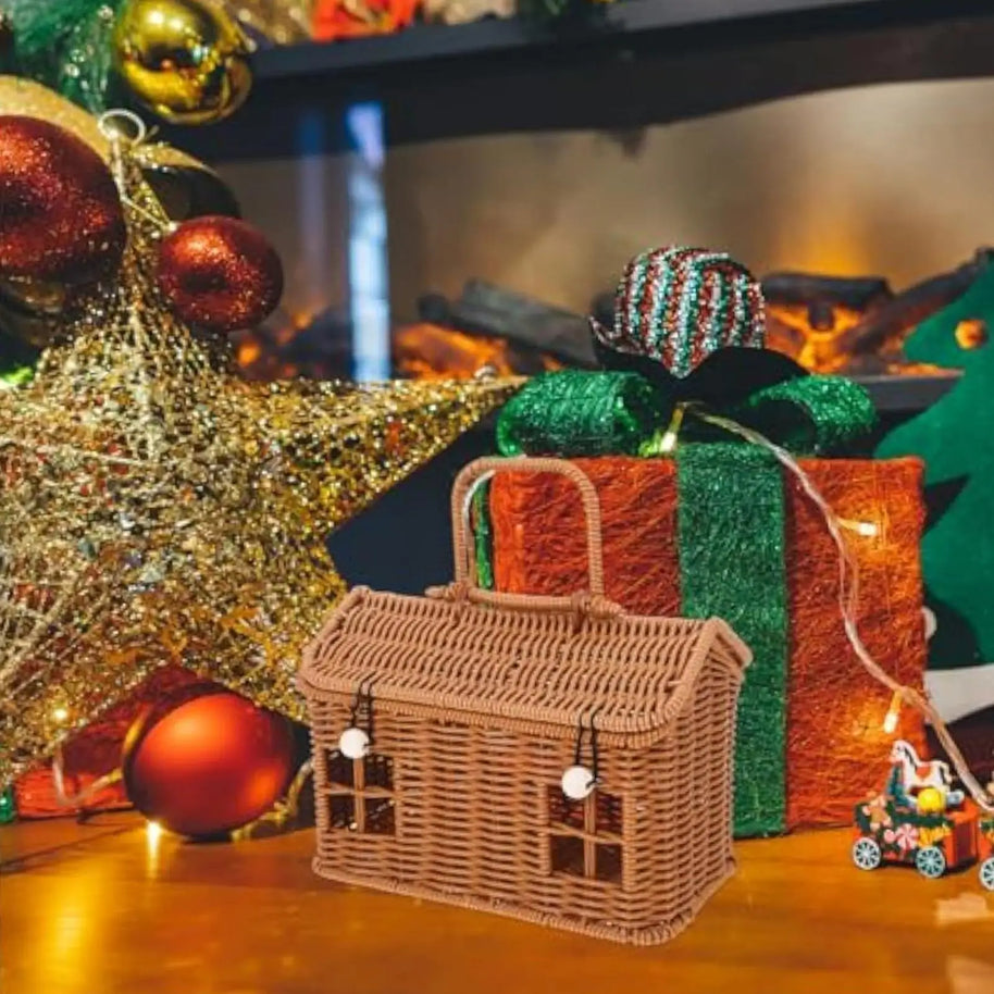 Cesto Decorativo Casinha Rattan SIntetico