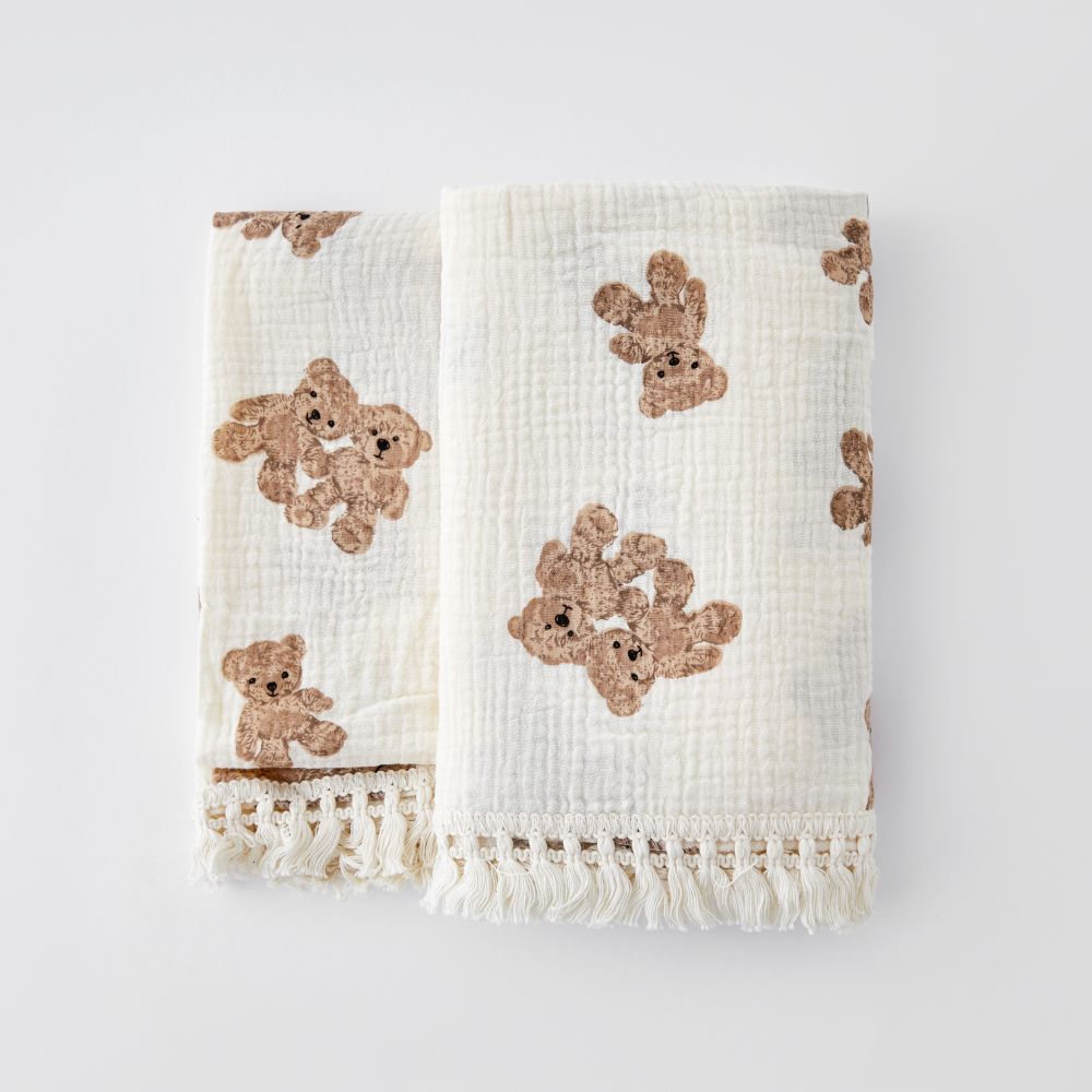 Cobertor de musselina para bebê recém-nascido - Urso - Minimalist House LTDA
