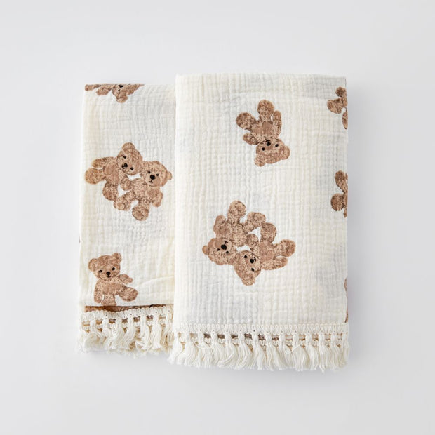 Cobertor de musselina para bebê recém-nascido - Urso - Minimalist House LTDA