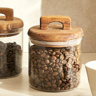 Pote de Armazenamento - Vidro e Madeira 650/1100/1800ml - Minimalist House LTDA