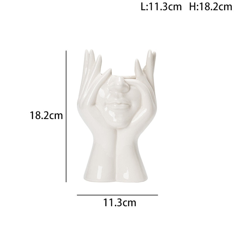 Vaso de cerâmica criativo, rosto, pescoço, mulher - Flores - Minimalist House LTDA