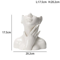 Vaso de cerâmica criativo, rosto, pescoço, mulher - Flores - Minimalist House LTDA