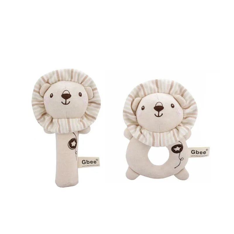 Chocalho de mão de algodão orgânico, brinquedo calmante para bebês