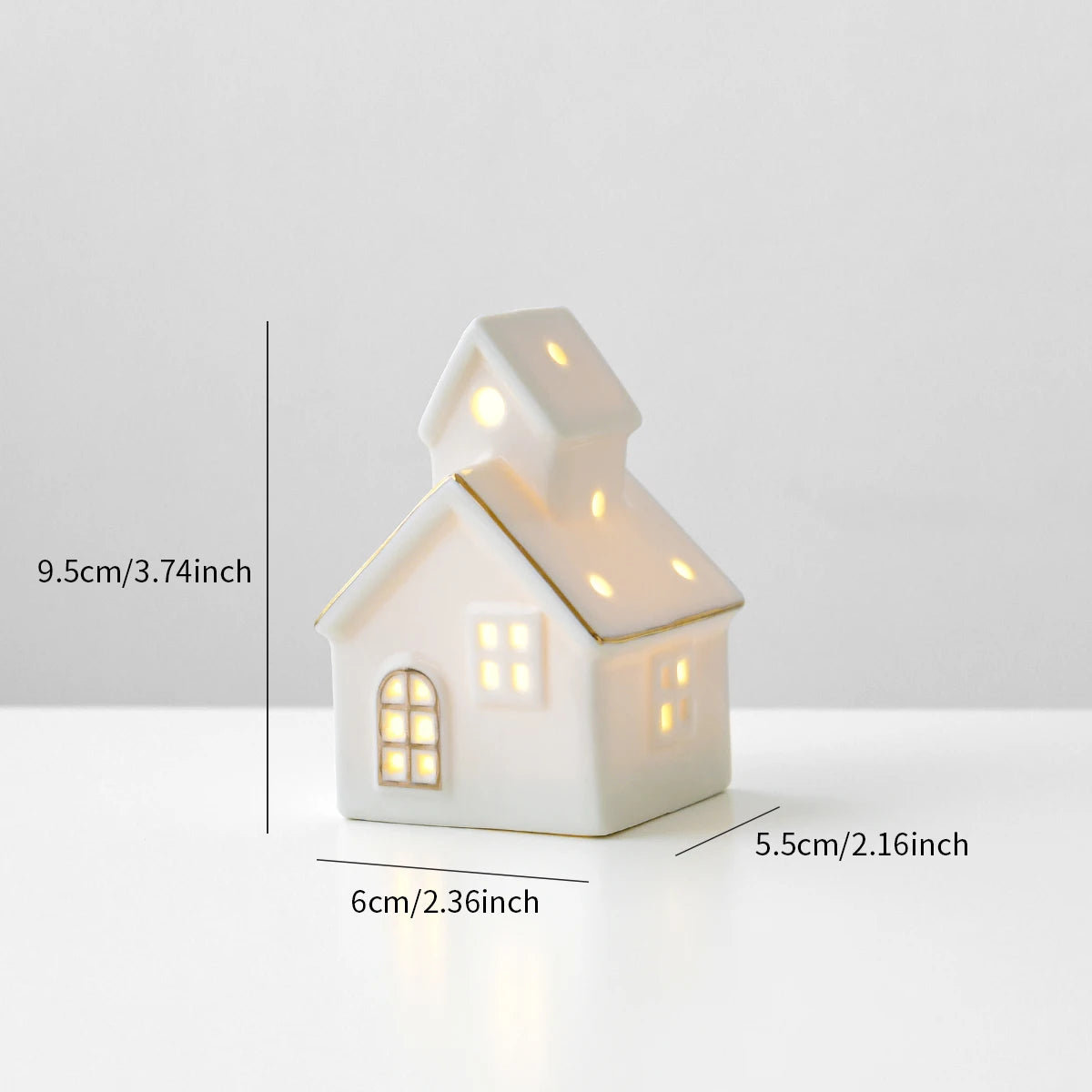 Casinhas Decorativas de Cerâmica com Luz LED - Natal