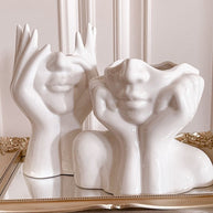 Vaso de cerâmica criativo, rosto, pescoço, mulher - Flores - Minimalist House LTDA
