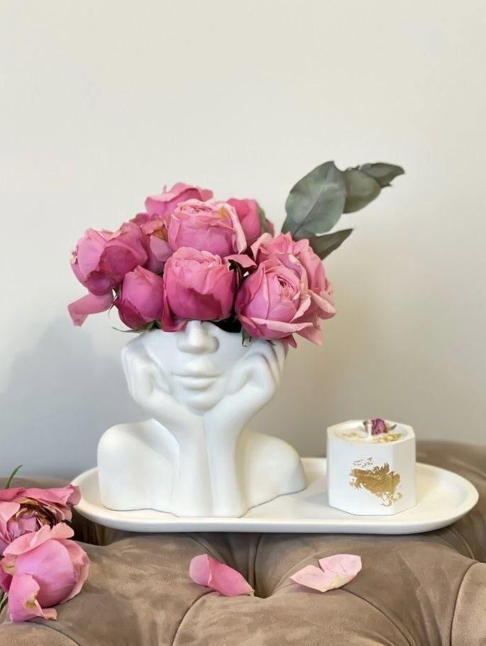 Vaso de cerâmica criativo, rosto, pescoço, mulher - Flores - Minimalist House LTDA